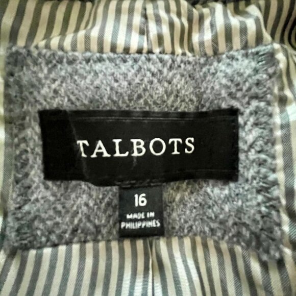 Talbots Gray Wool Blend 2 Button Lined Jacket Blazer Pockets Women's Size - Picture 8 of 11